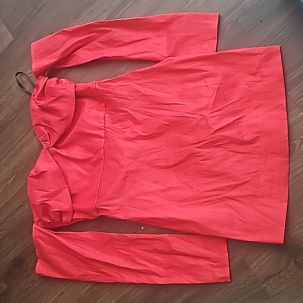 Red satin extreme sleeve bodycon dress